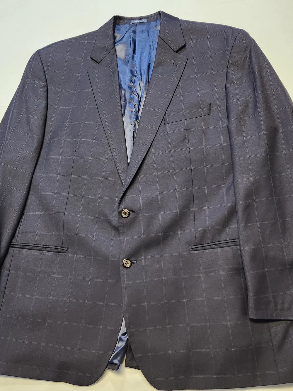 Ralph Lauren 100% Wool RRL Windowpane Blazer Sport Coat Men 50L Navy Blue EUC